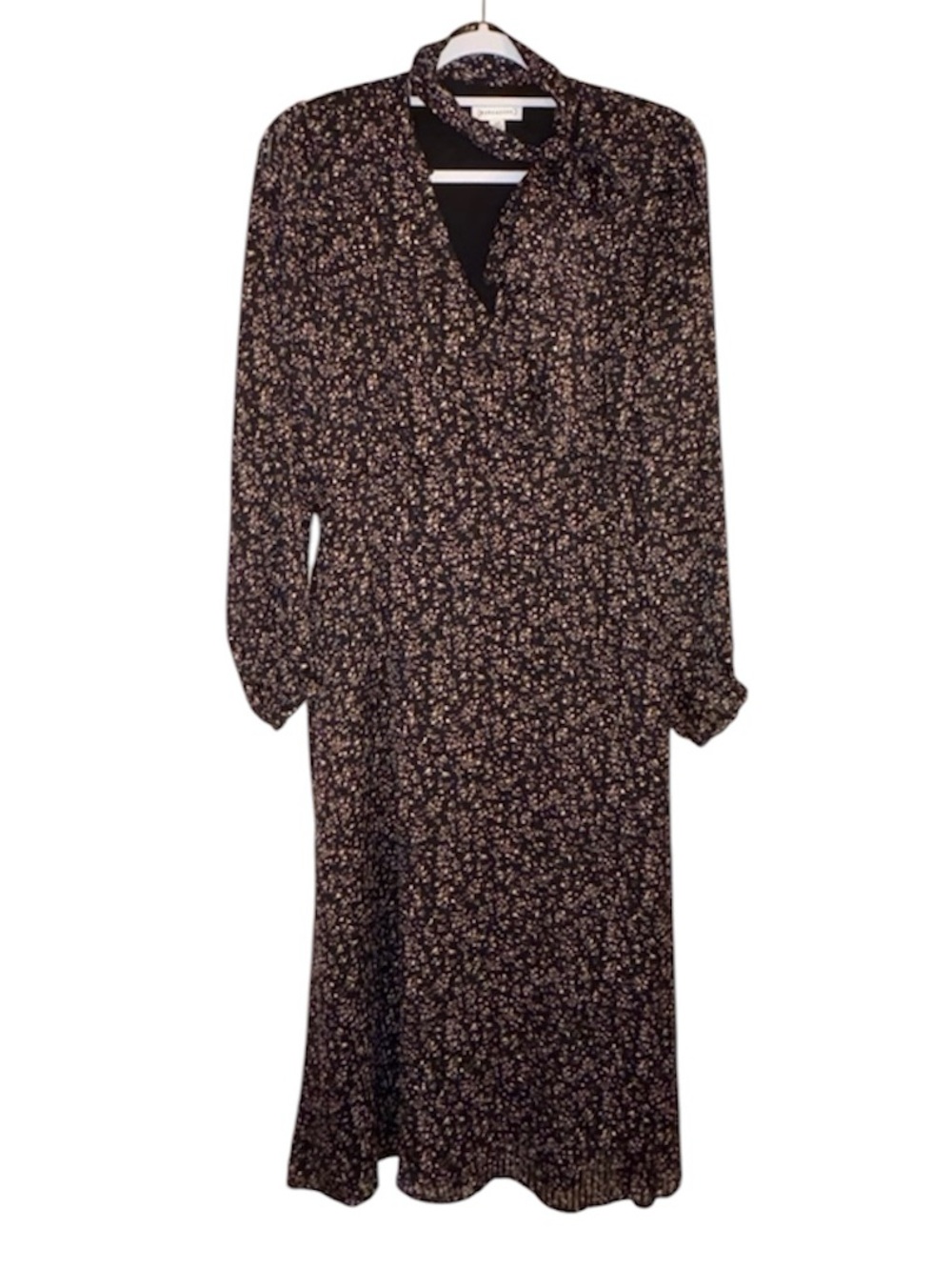 Warehouse Ditsy Floral Long Sleeve Midi Dress Cottagecore Boho Casual